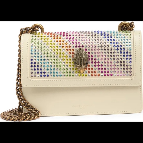 NWT KURT GEIGER Shoreditch Leather Rainbow Rhinestone Small Crossbody Bag - Picture 2 of 7